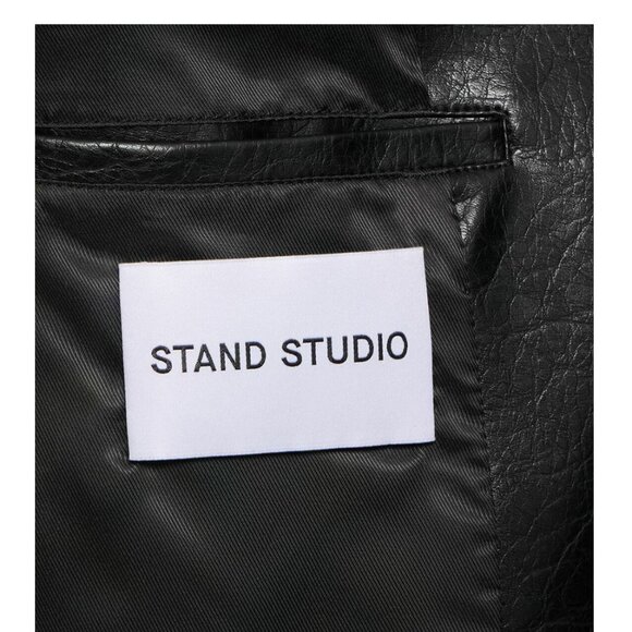 New Stand Studio Liv Coat Vegan Leather Longline Midi Length Trench Women's M/L - Picture 8 of 13